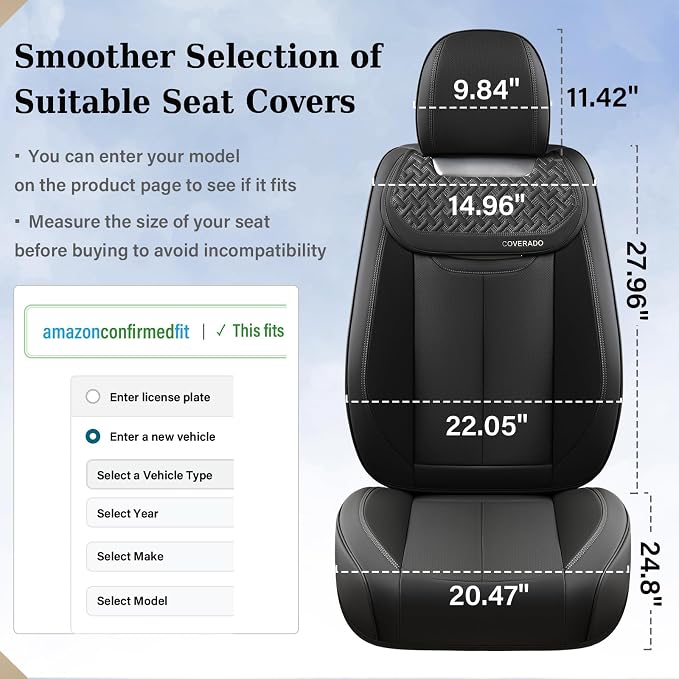 Universal Seat Covers — Front Seat — Black