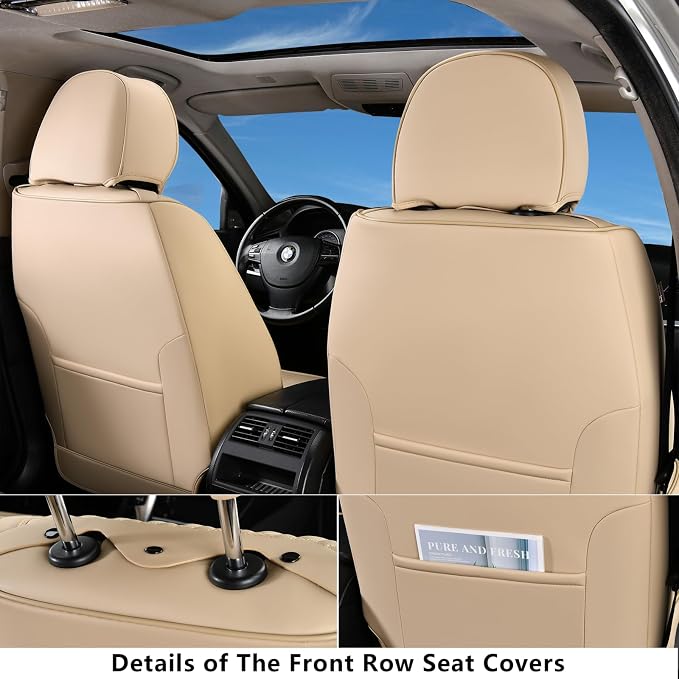 Universal Faux Leather Seat Covers — Front Seat — Beige