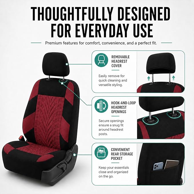 Universal Seat Covers — Full Set — Burgundy