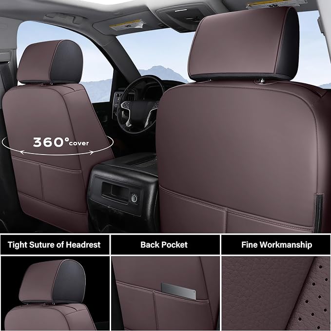 Faux Leather Seat Covers for Chevrolet Silverado / GMC Sierra — Front Seat — Brown