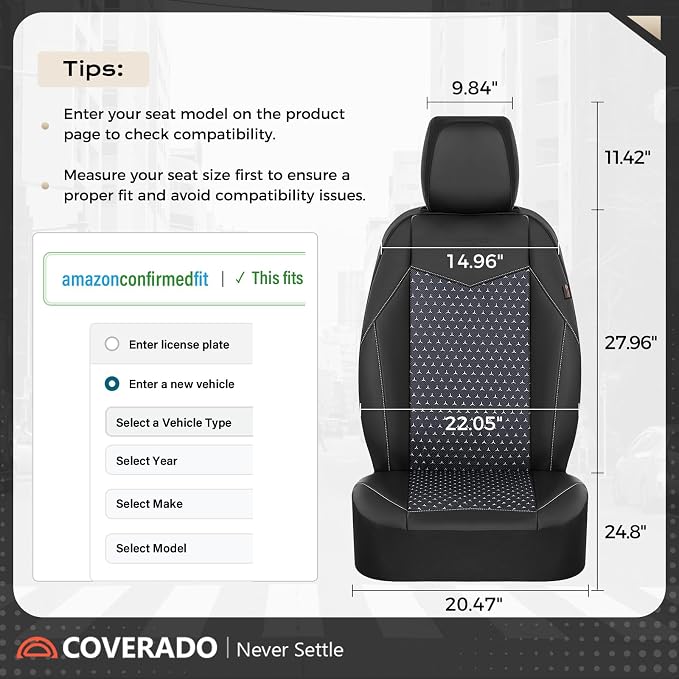 Universal Fabric Seat Covers — Front Seat — Black