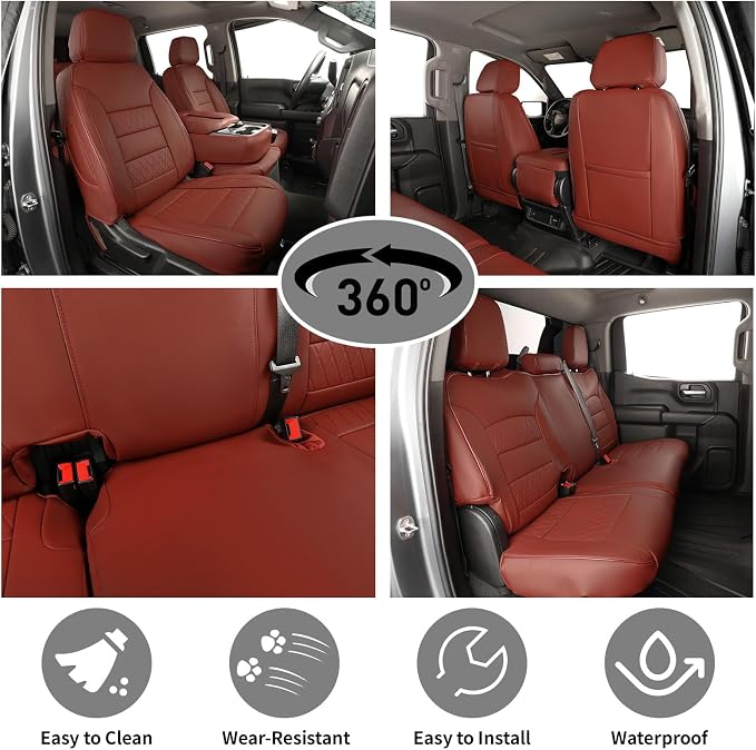 Faux Leather Seat Covers for Chevrolet Silverado — Full Set — Burgundy