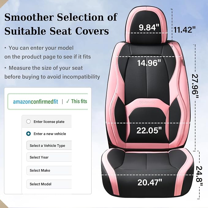 Universal Seat Covers — Front Seat — Black / Pink