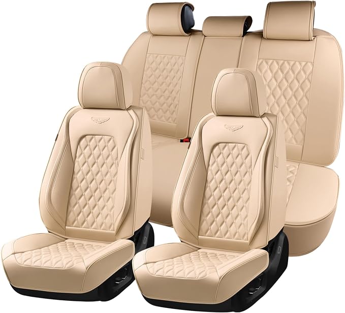 Universal Faux Leather Seat Covers — Full Set — Beige