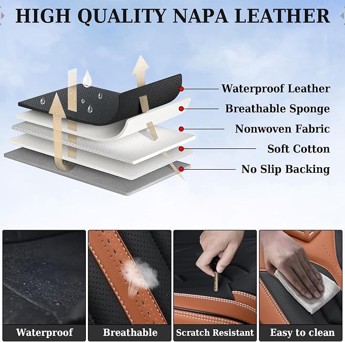 Universal Faux Leather Seat Covers — Full Set — Black / Brown