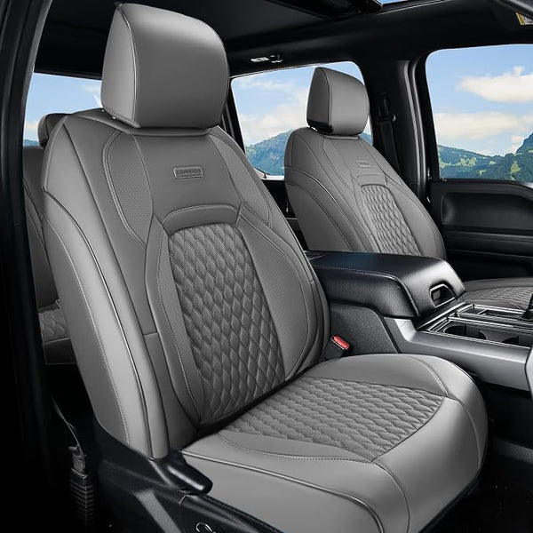 Faux Leather Seat Covers for Chevrolet Silverado / GMC Sierra — Front Seat — Gray