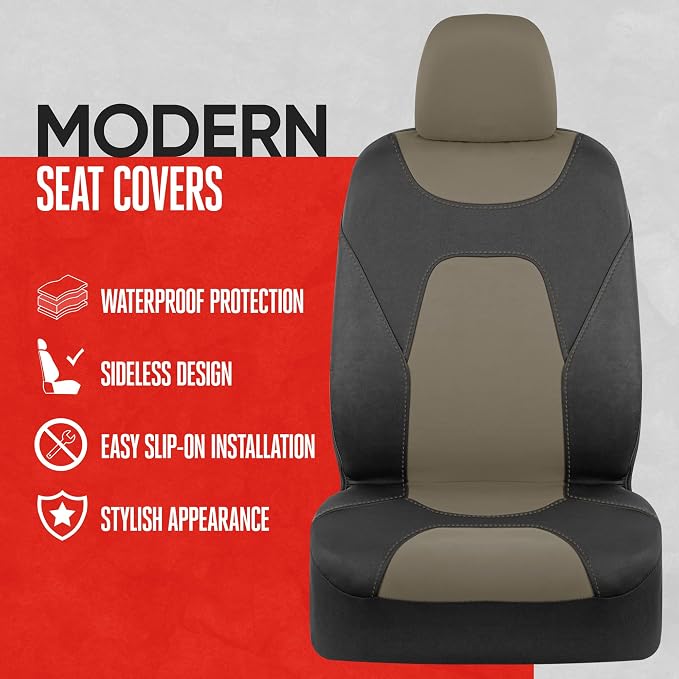Universal Seat Covers — Full Set — Black / Beige