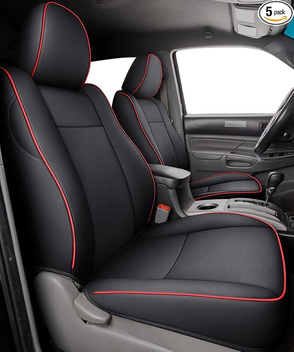 Faux Leather Seat Covers for Toyota Tacoma — Black / Red