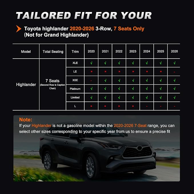 Faux Leather Seat Covers for Toyota Highlander — Full Set