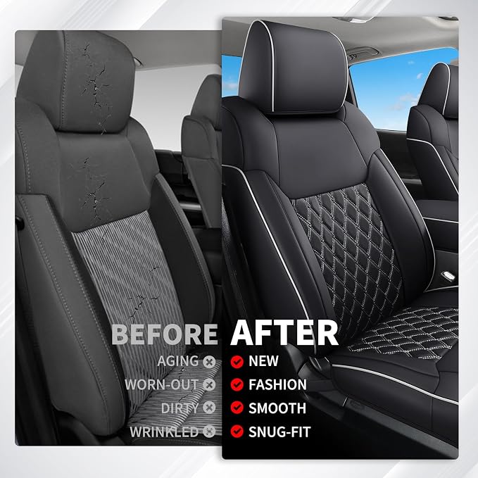 Seat Covers for Toyota Tacoma — Full Set — Black / White
