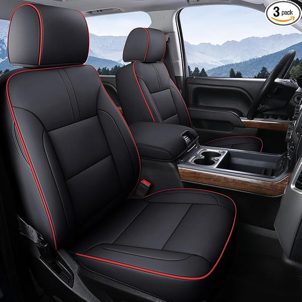 Faux Leather Seat Covers for Chevrolet Silverado / GMC Sierra — Front Seat — Red