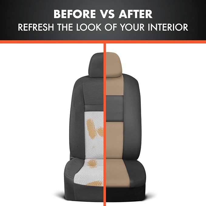 Faux Leather Car Seat Covers — Full Set — Beige