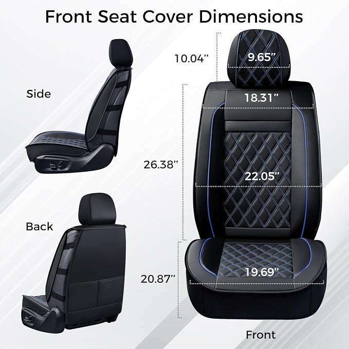 Universal Seat Covers — Front Seat — Black / Blue