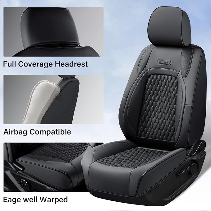 Faux Leather Seat Covers for Chevrolet Silverado / GMC Sierra — Full Set — Black