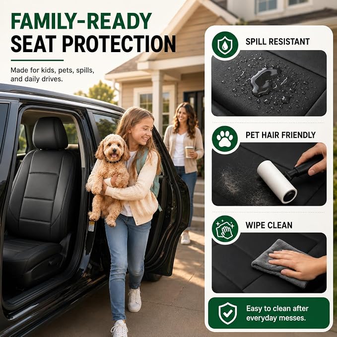 Faux Leather Seat Covers for Multiple Vehicles — Front Seat — Black