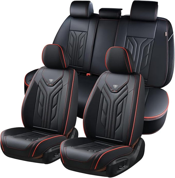 Universal Seat Covers — Full Set — Black / Red