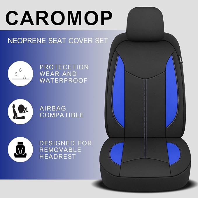 Universal Neoprene Seat Covers — Black / Blue