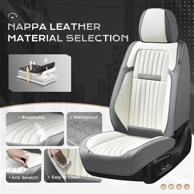 Universal Seat Covers — Full Set — Gray / White