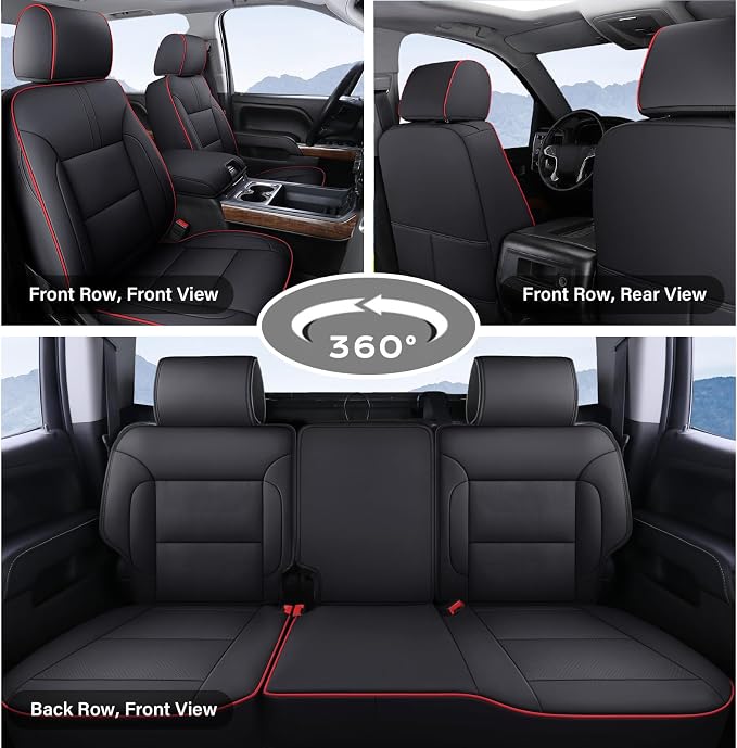 Faux Leather Seat Covers for Chevrolet Silverado / GMC Sierra — Full Set — Red