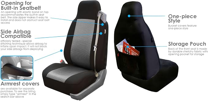 Universal Fabric Seat Covers — Full Set — Black