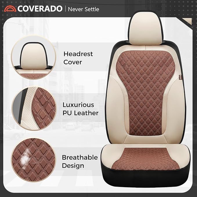 Universal Seat Covers — Front Seat — Beige / Brown