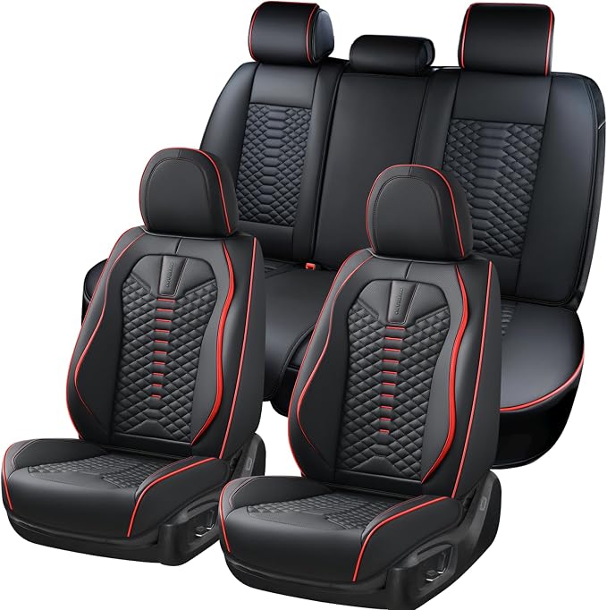 Universal Seat Covers — Full Set — Black / Red