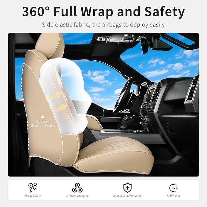 Seat Covers for Multiple Vehicles — Front Seat — Beige