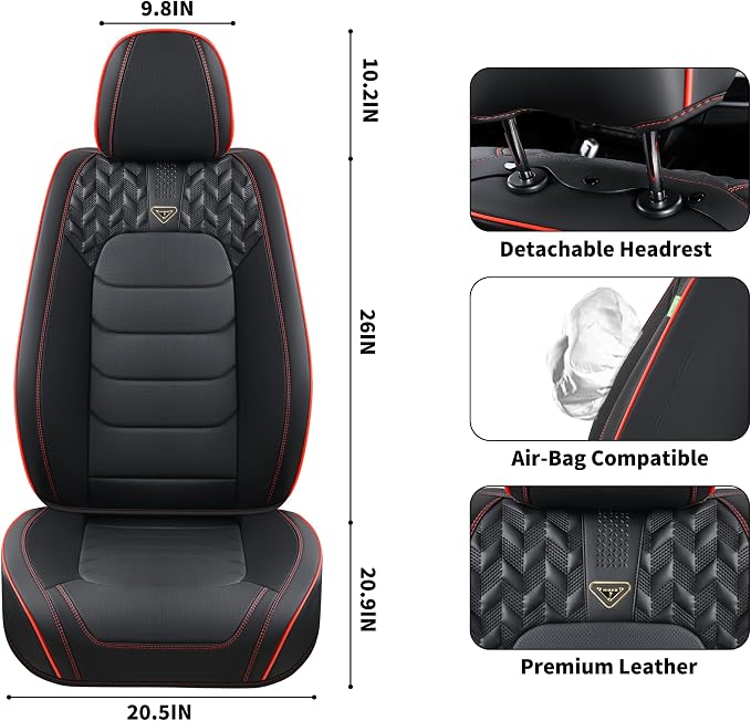 Car Seat Covers — Full Set — Black / Red