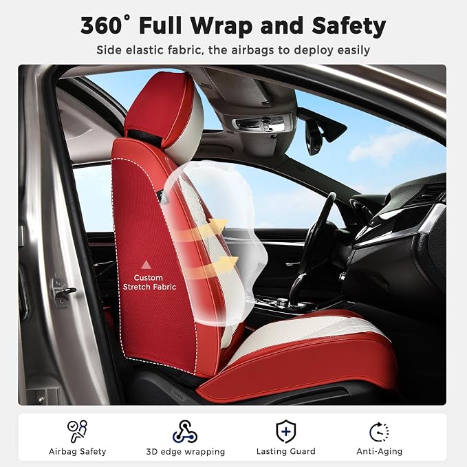 Universal Seat Covers — Front Seat — Red / White