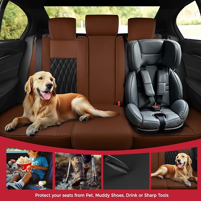Universal Faux Leather Seat Covers — Full Set — Black / Brown