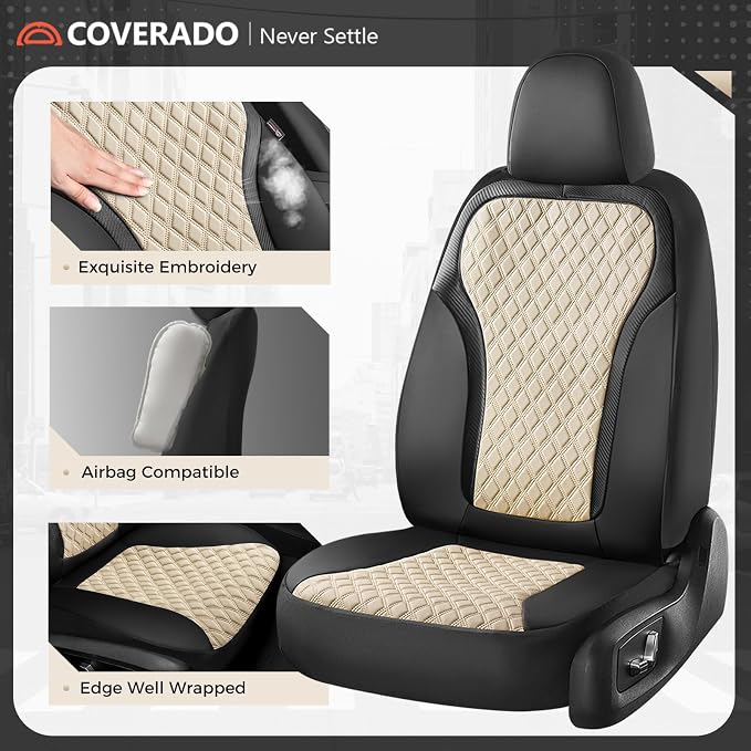 Universal Seat Covers — Full Set — Black / Beige