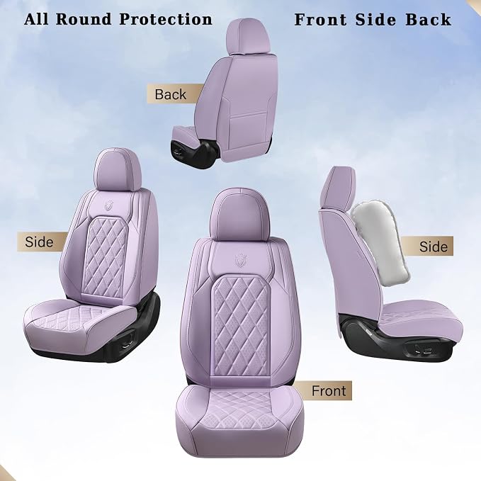 Universal Faux Leather Seat Covers — Front Seat — Purple