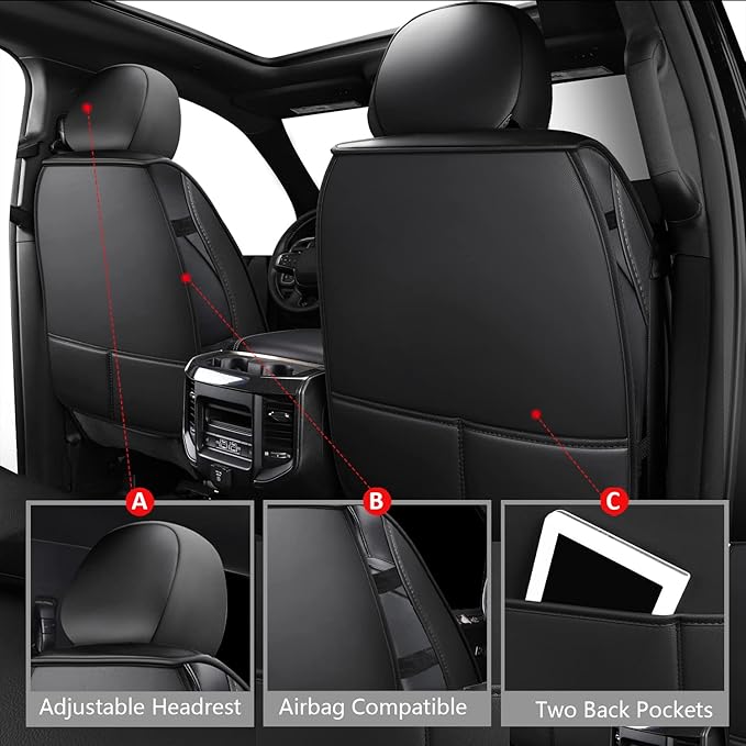 Seat Covers for Multiple Vehicles — Full Set — Black / Red