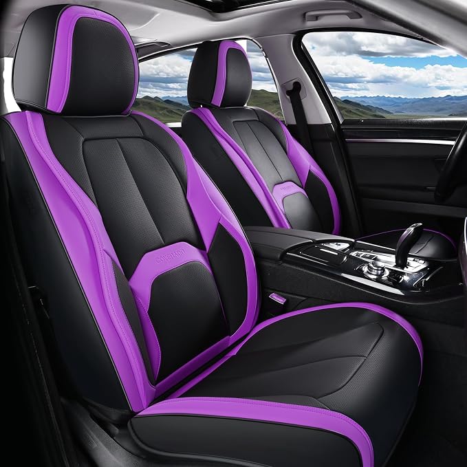 Universal Seat Covers — Front Seat — Black / Purple