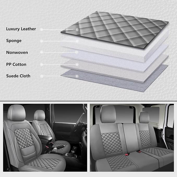Faux Leather Car Seat Covers — Full Set — Gray