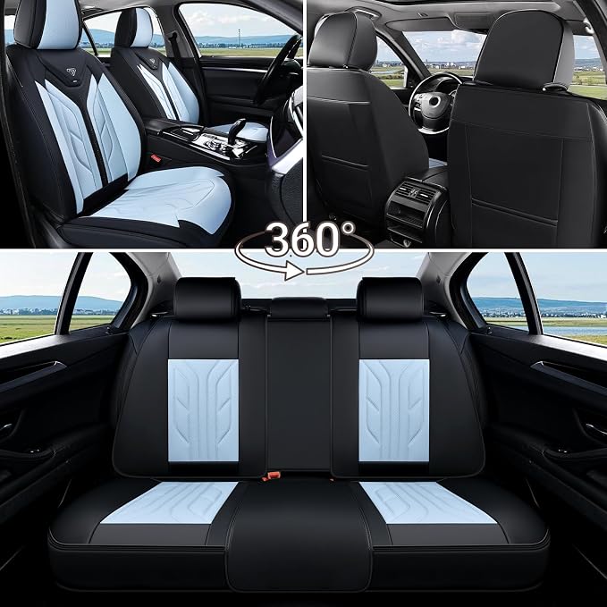 Universal Seat Covers — Full Set — Black / Blue