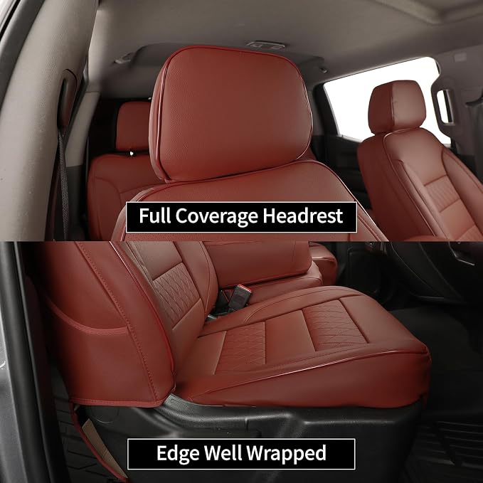 Faux Leather Seat Covers for Chevrolet Silverado — Full Set — Burgundy