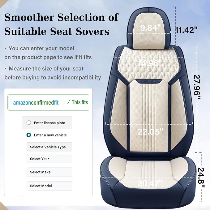Universal Seat Covers — Full Set — Blue / White