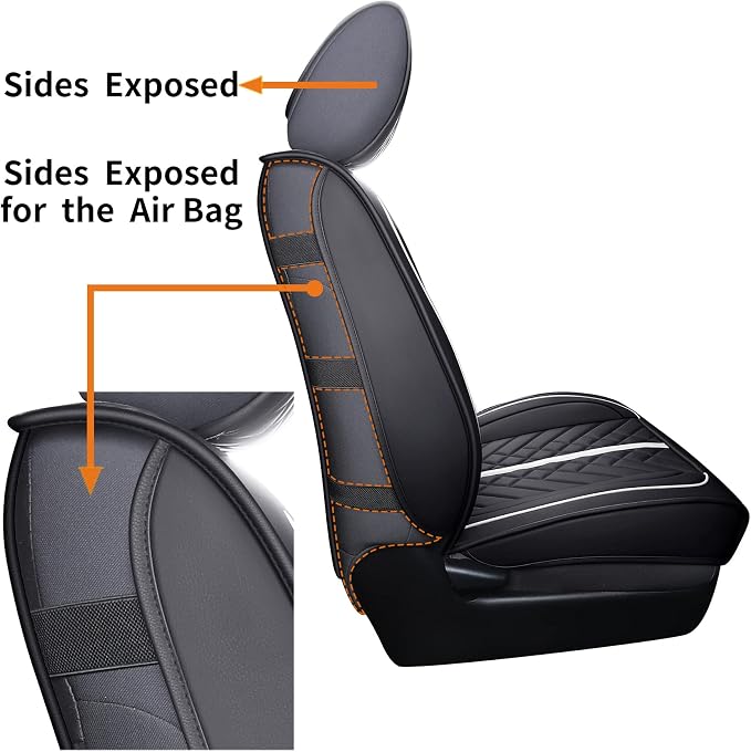 Faux Leather Seat Covers for Toyota Tacoma — Front Seat — Black / White