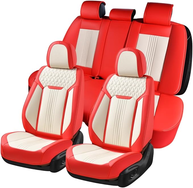 Universal Seat Covers — Full Set — Red / White