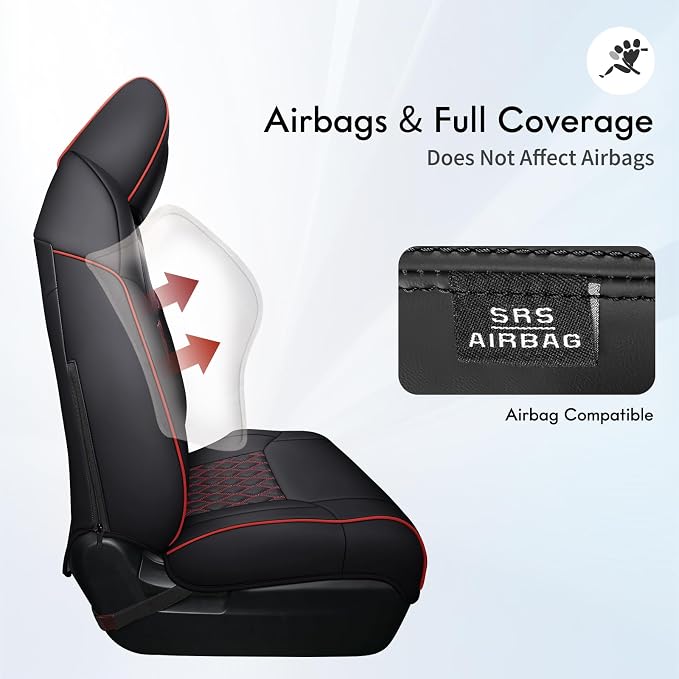 Seat Covers for Multiple Vehicles — Full Set — Black / Red