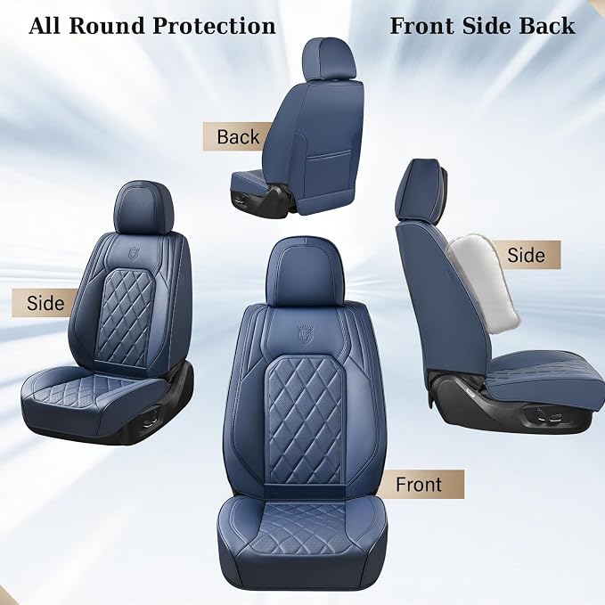 Universal Faux Leather Seat Covers — Front Seat — Blue
