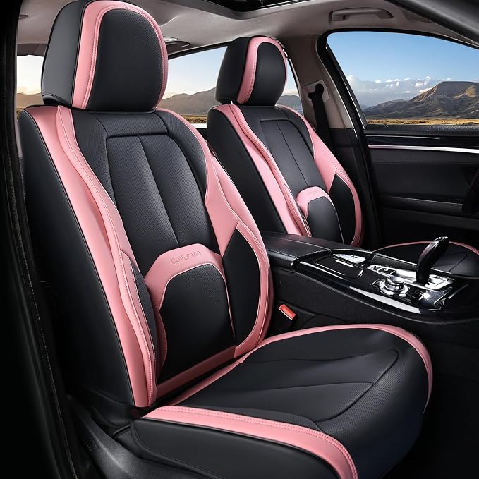 Universal Seat Covers — Full Set — Black / Pink