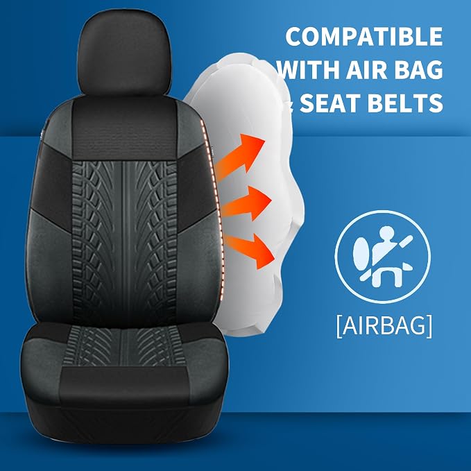 Universal Fabric Seat Covers — Full Set — Black