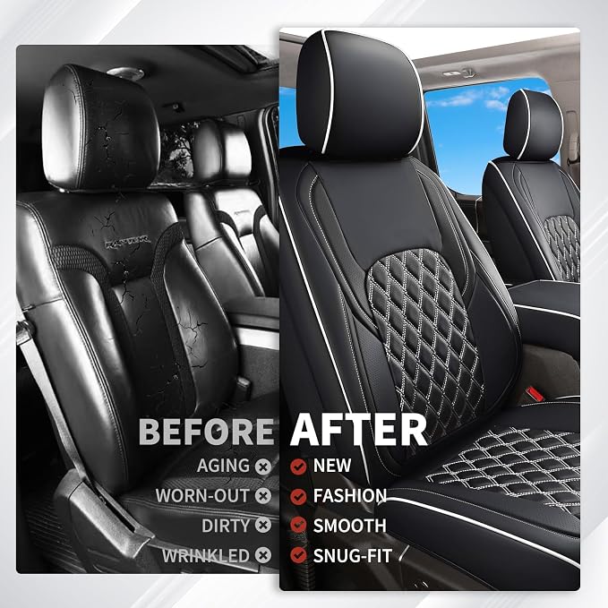 Seat Covers for Multiple Vehicles — Front Seat — Black / White