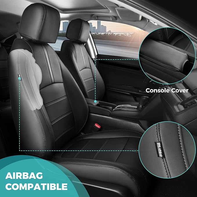 Faux Leather Seat Covers for Honda Civic — Full Set — Black