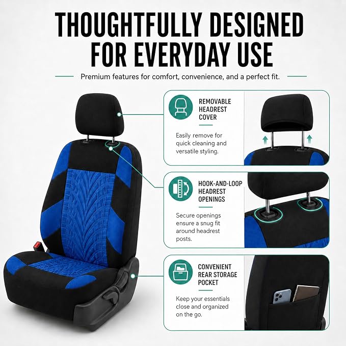 Universal Seat Covers — Full Set — Blue