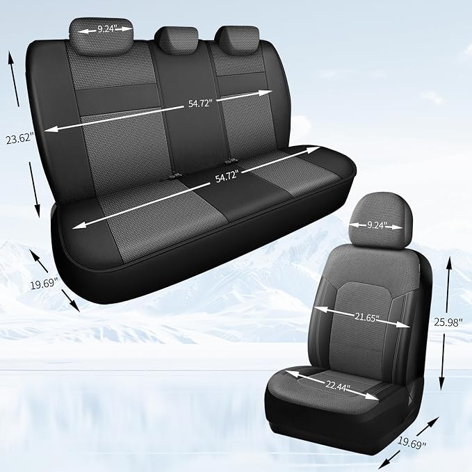 Universal Fabric Seat Covers — Black / Gray