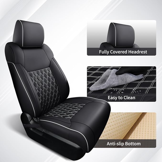 Seat Covers for Toyota Tacoma — Full Set — Black / White