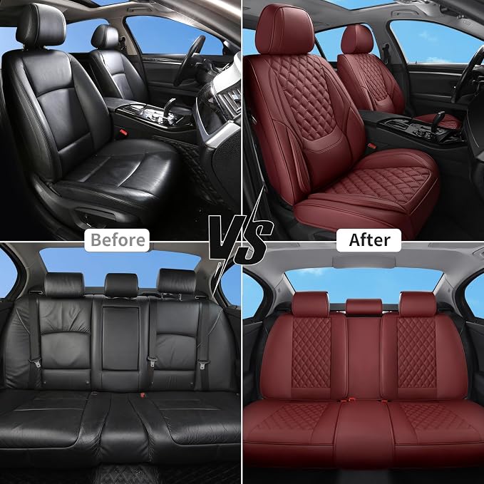 Universal Seat Covers — Full Set — Red / Burgundy